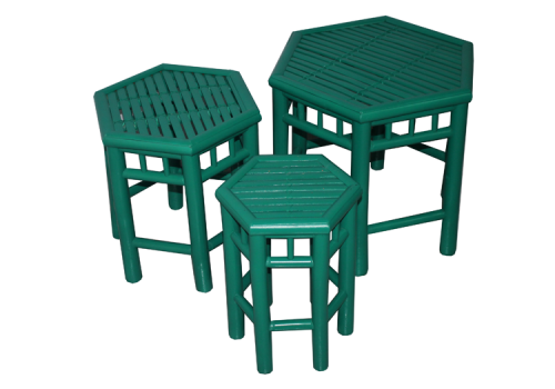 TT-160505/3- Bamboo stool, green color, set 3.