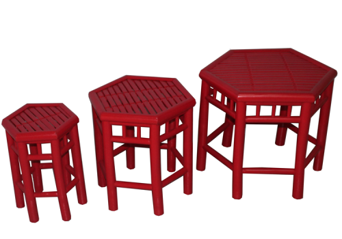 TT-160507/3- Bamboo stool, red color, set 3.