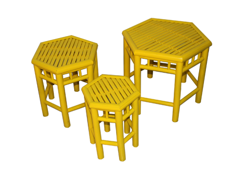 TT-160506/3- Bamboo stool, yellow color, set 3.