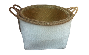 TT-160316/2 - Palm leaf basket, white paiting color, set 2