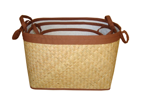 TT-160317- Palm leaf basket, natural color, set 3