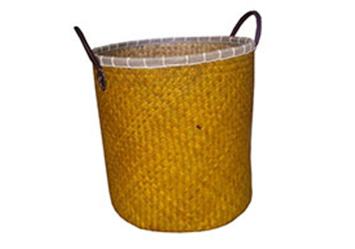 TT-160308 - Laudry palm leaf basket with leather handles