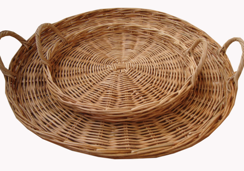 TT- 160706/2 - Round rattan tray with handles, set 2.