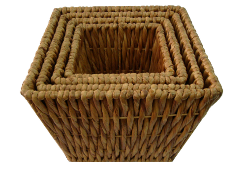 TT-142010/3 Twisted water hyacinth basket, natural color, set of 3