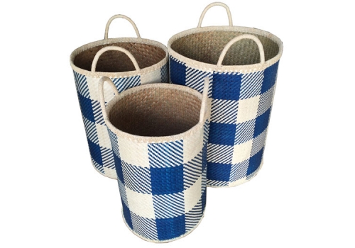 TT-160327/3 Palm leaf laundry basket, pattern color as it is, set of 3.