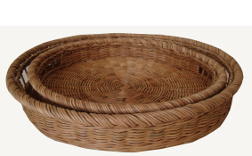 TT-160722 Round rattan tray, natural color, set 2