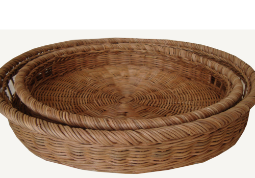 TT-160722 Round rattan tray, natural color, set 2