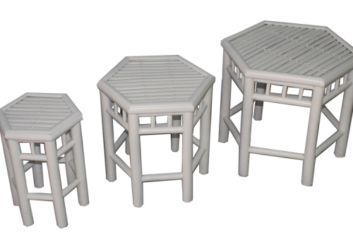 TT-201481 Bamboo stool, white painting color, set of 3