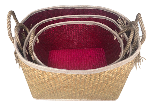 TT-190190/3 Palm leaf basket, set 3.